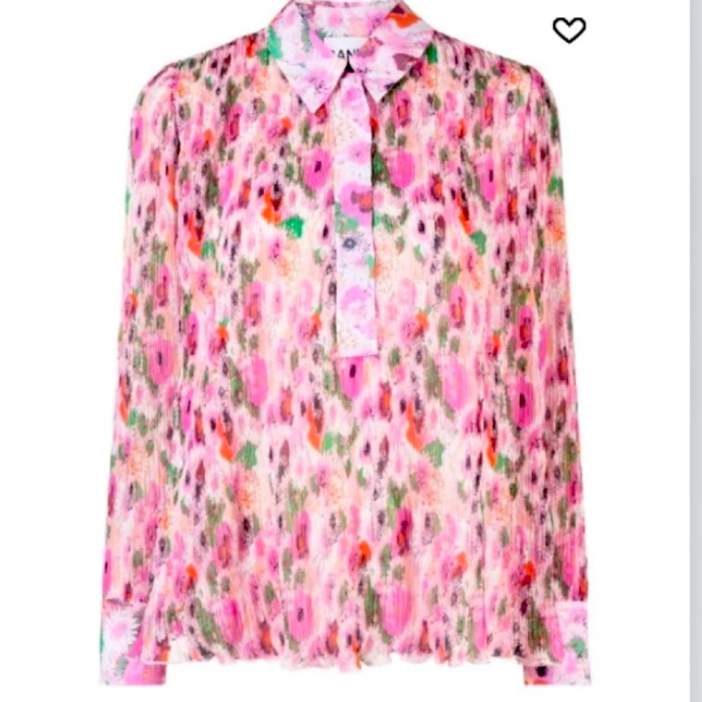 GANNI Pink Floral Blouse, Size: 8/10